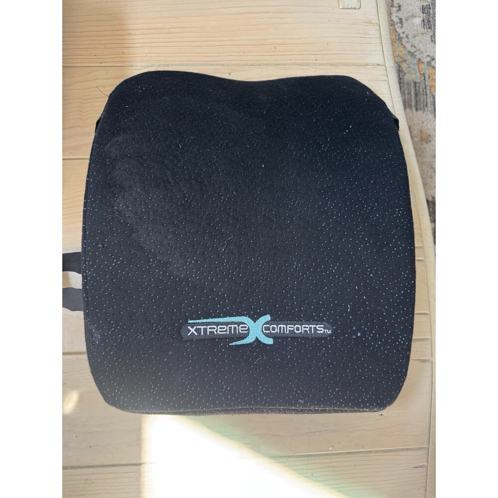 Xtreme Comforts Memory Foam Back Support Cushion Chair Strap 16x14x4 Black